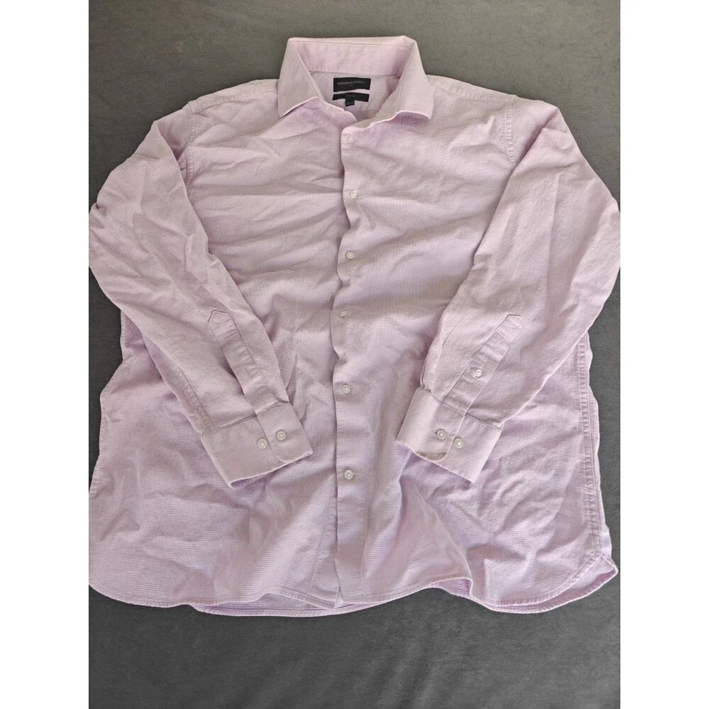 Banana Republic Slim Fit Dress Shirt Mens XXL Pink Textured Button Front